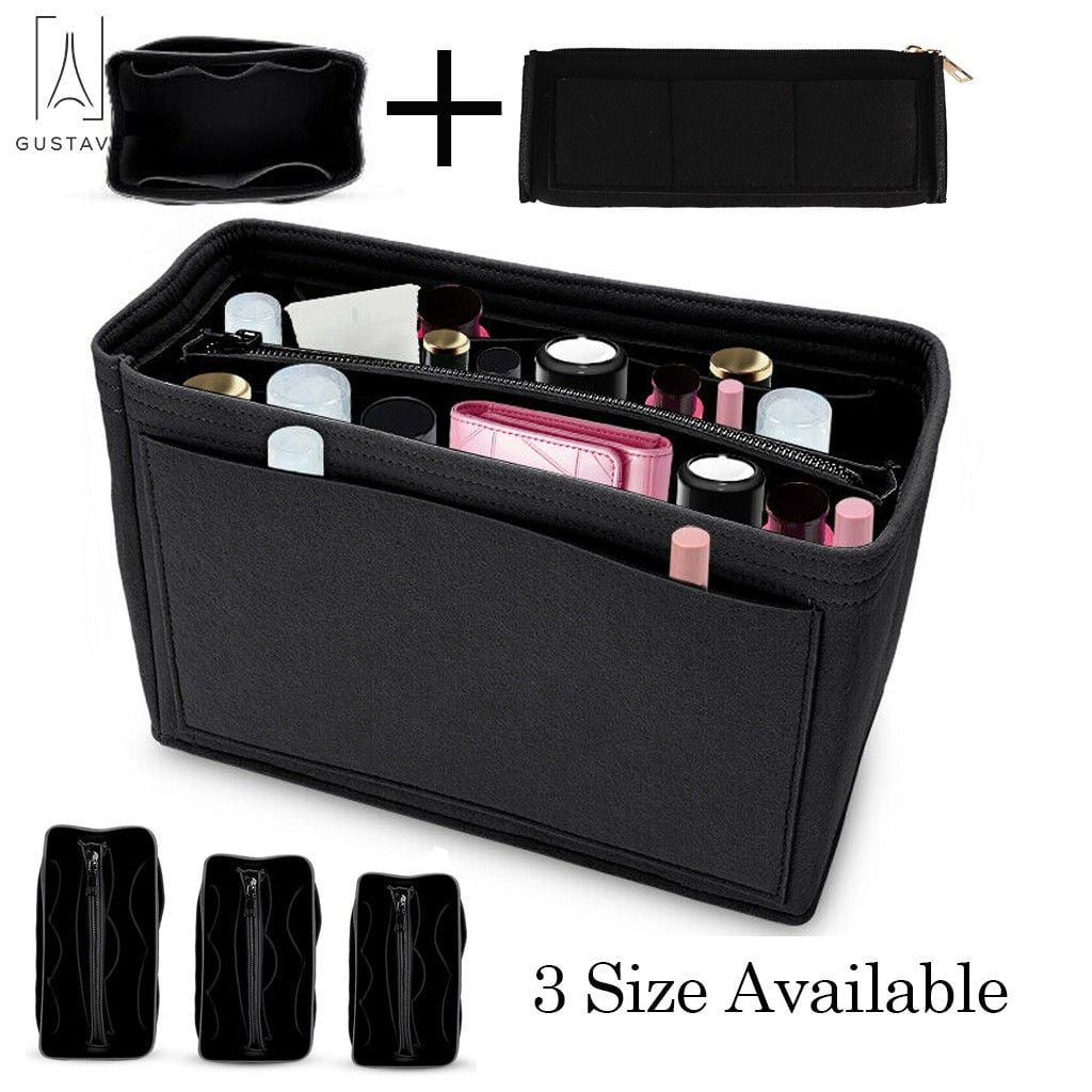 GustaveDesign Handbag Organizer Insert, Felt Bag Organizer With Zipper