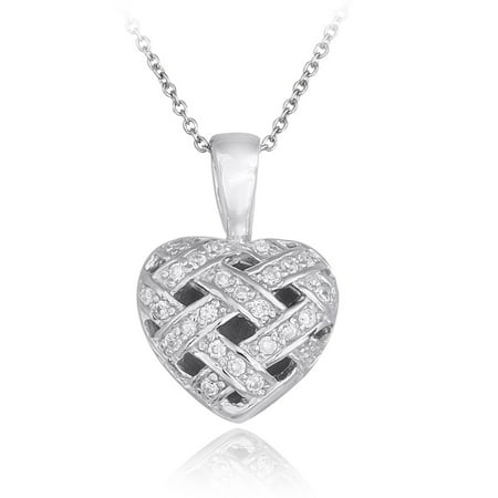 

STAFIH Sterling Silver Woven CZ Heart Pendant