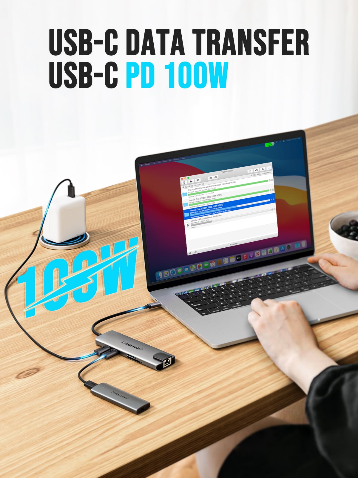 Lemorele 9 in 1 Docking Station with 4K HDMI, Power Port, SD/TF,Gigabit Network, 5Gbps USB 3.0Data Port, USB C Hub for  Dell/HP/Lenovo/Mac Laptop
