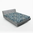 thumbnail image 2 of Ambesonne Nature Fitted Sheet, Contemporary Leaves Botany, King Size, Sea Blue Pastel Green, 2 of 5