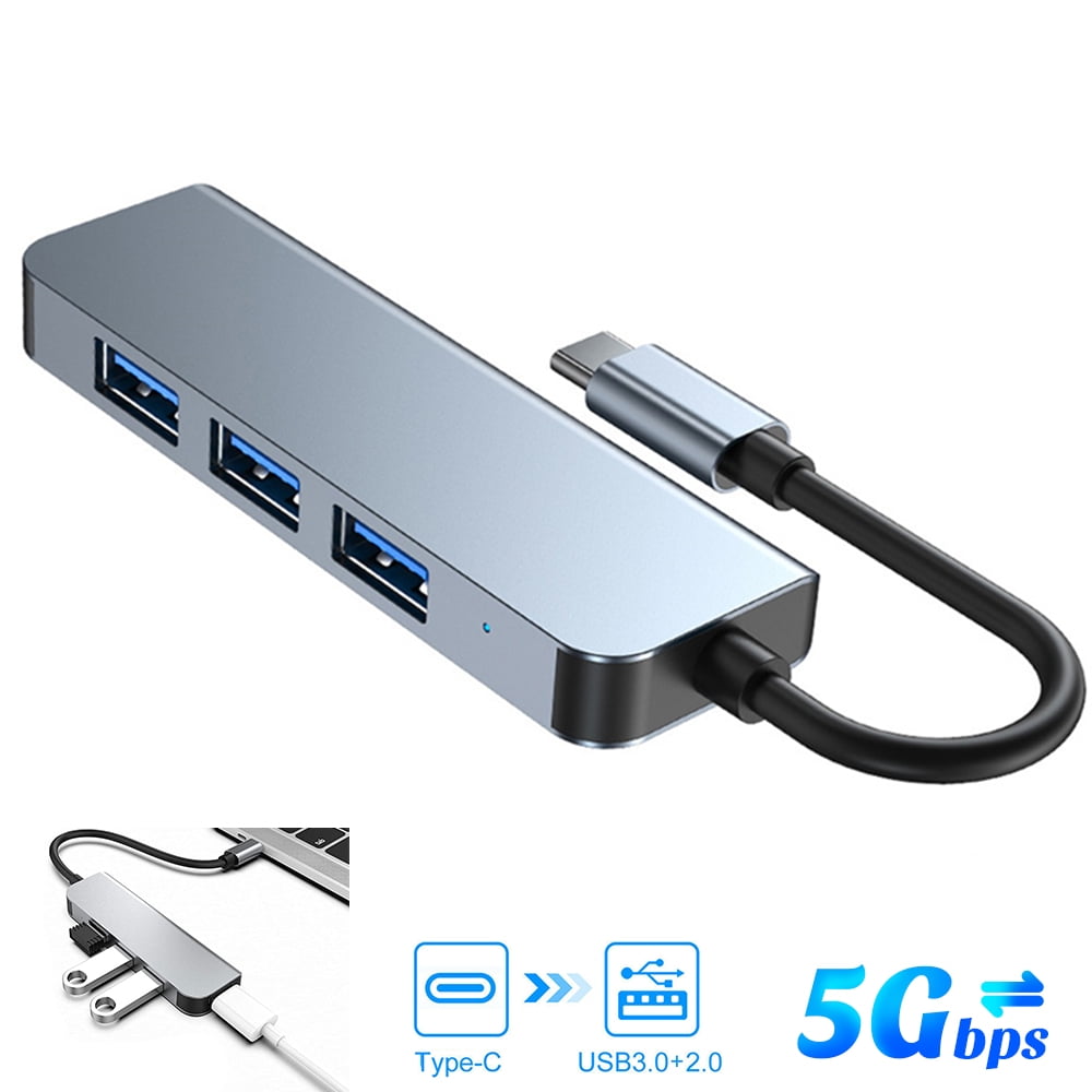 USB C Hub 4 Ports USB Type C to USB 3.0 Hub Adapter Compatible with MacBook Pro iMac Samsung Galaxy Note 10 S10 S9 LG Google Chromebook Pixelbook Dell XPS Oculus Rift and More Gray