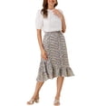 thumbnail image 2 of MODA NOVA Junior's Floral Fall Elastic Waist Ruffle High Low Hem Skirt, 2 of 6
