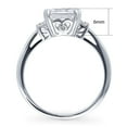thumbnail image 4 of BERRICLE Sterling Silver 3-Stone Wedding Engagement Rings 2 Carat Princess Cut Cubic Zirconia CZ Ring for Women, Rhodium Plated Size 5.5, 4 of 8