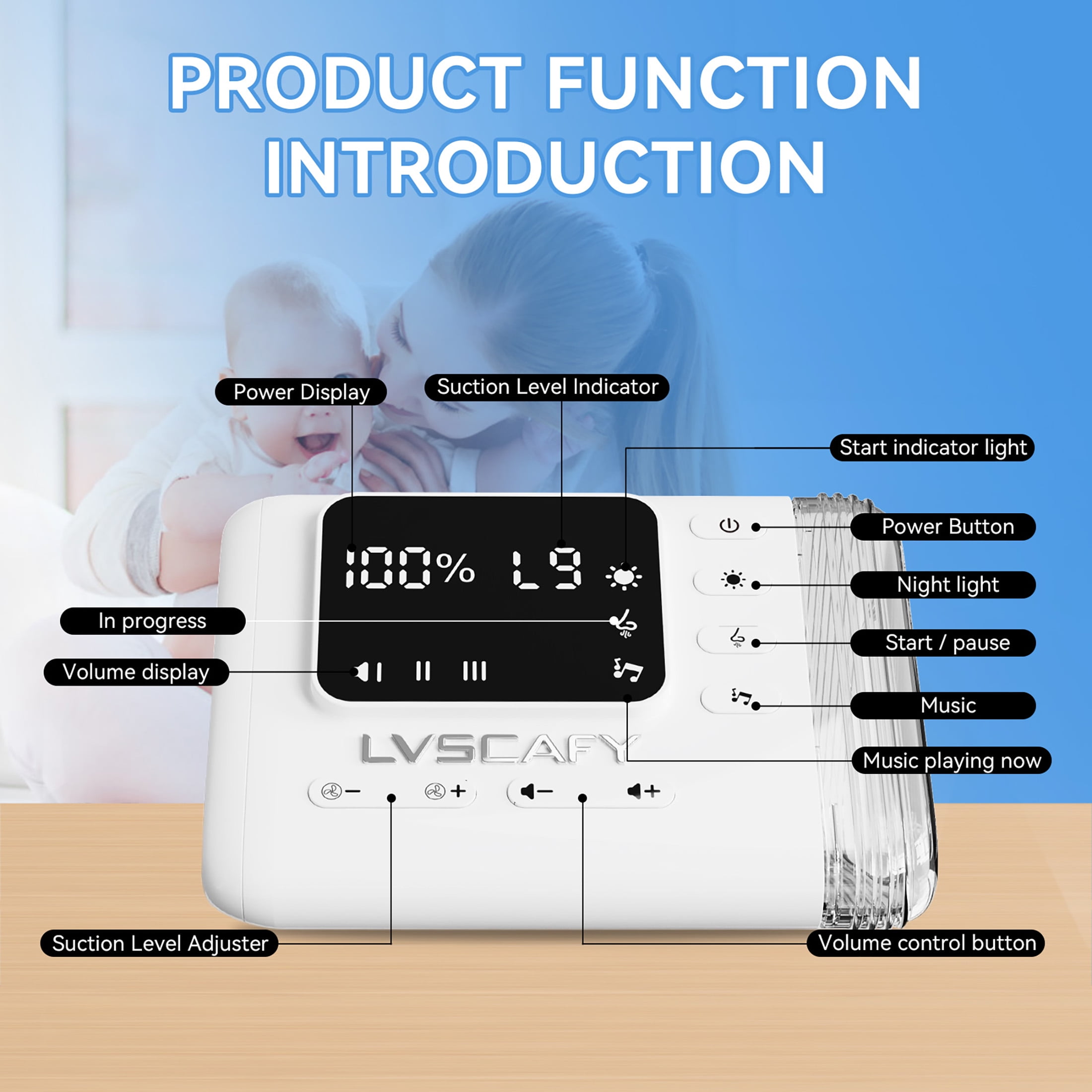 LVSCAFY Electric Nasal Aspirator for Baby – 9-Level Nose Sucker with Night Light & Music