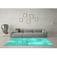 thumbnail image 3 of Ahgly Company Machine Washable Indoor Rectangle Patchwork Turquoise Blue Transitional Area Rugs, 7' x 10', 3 of 4