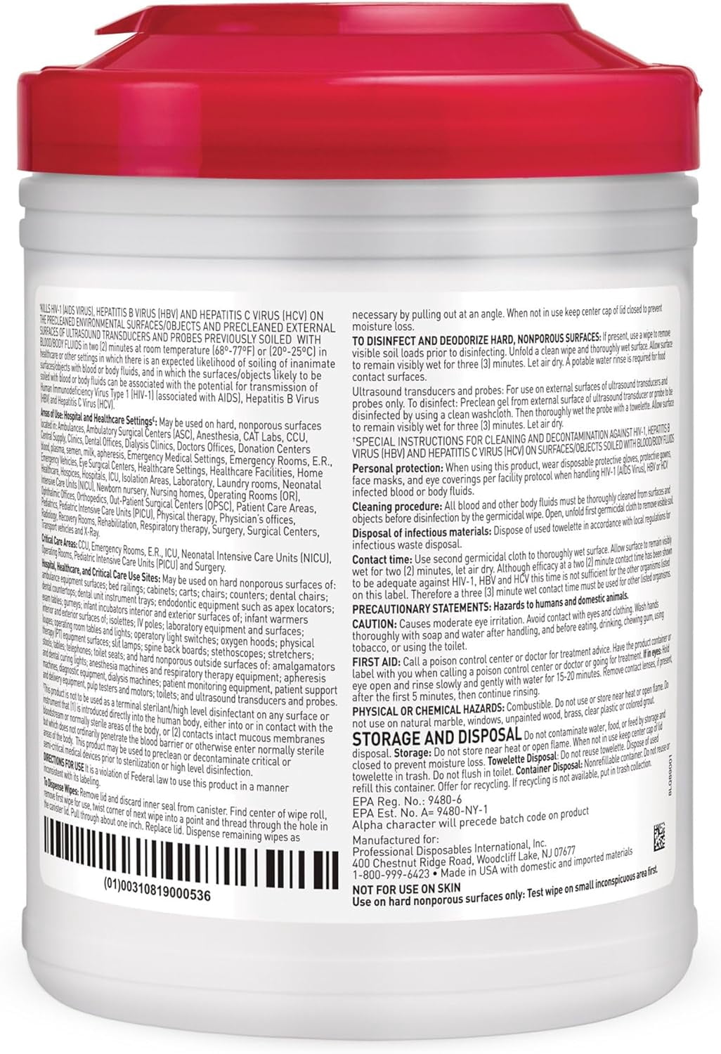 PDI Sani-Cloth Plus Germicidal Disposable Wipes, 160 Wipes per Canister, Case of 12