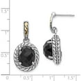 thumbnail image 4 of 14K/Silver Two-Tone Sterling Silver With 14K Antiqued Onyx Post Dangle Earrings (28 X 15) Made In Thailand qtc1013, 4 of 5