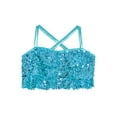 thumbnail image 3 of Xnihocha Kids Girls Sequin Spaghetti Strap Camisole Vest Jazz Hip Hop Jazz Ballet Dance Tank Tops Light Blue 12, 3 of 7