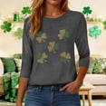 thumbnail image 7 of felwors St Patty's Day Shirt Women 2025 Casual Plus Size 3/4 Sleeve Irish Clover Shirts Funny Saint Patrick's Tunic Tops (Dark Gray, S), 7 of 7