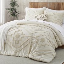 Pooja Handicrafts Beige Tufted Cotton Duvet Cover Set - 3-Piece, King