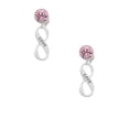 thumbnail image 2 of Delight Jewelry Silvertone Love Infinity Sign Pink Crystal Clip on Earrings, 2 of 5