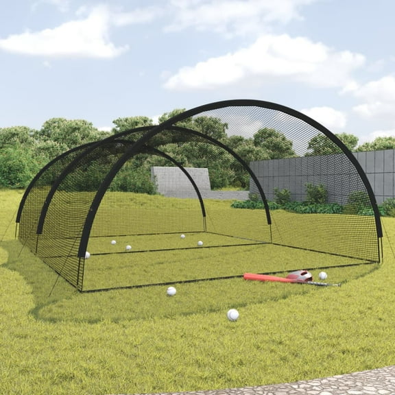 vidaXL Batting Cage Baseball Cage Net Equipment for Practice Black Polyester