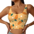 thumbnail image 3 of Goofa Love Carrot Printed Sports Bras for Women, High Impact Running Bra Workout Crop Tank Tops Longline Sports Bra Push up-XX-Large, 3 of 9
