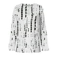 thumbnail image 3 of Uootdi Long Sleeve Shirts for Women Early Fall Fashion Basic Trendy Crew Neck Striped Floral Gift Printed Casual Tops, 3 of 5