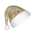 thumbnail image 2 of KLL Christmas Hats for Adults Plush Retro Geometry Print Santa Hat Xmas Fluffy Santa Claus Hat for Women Men, 2 of 6