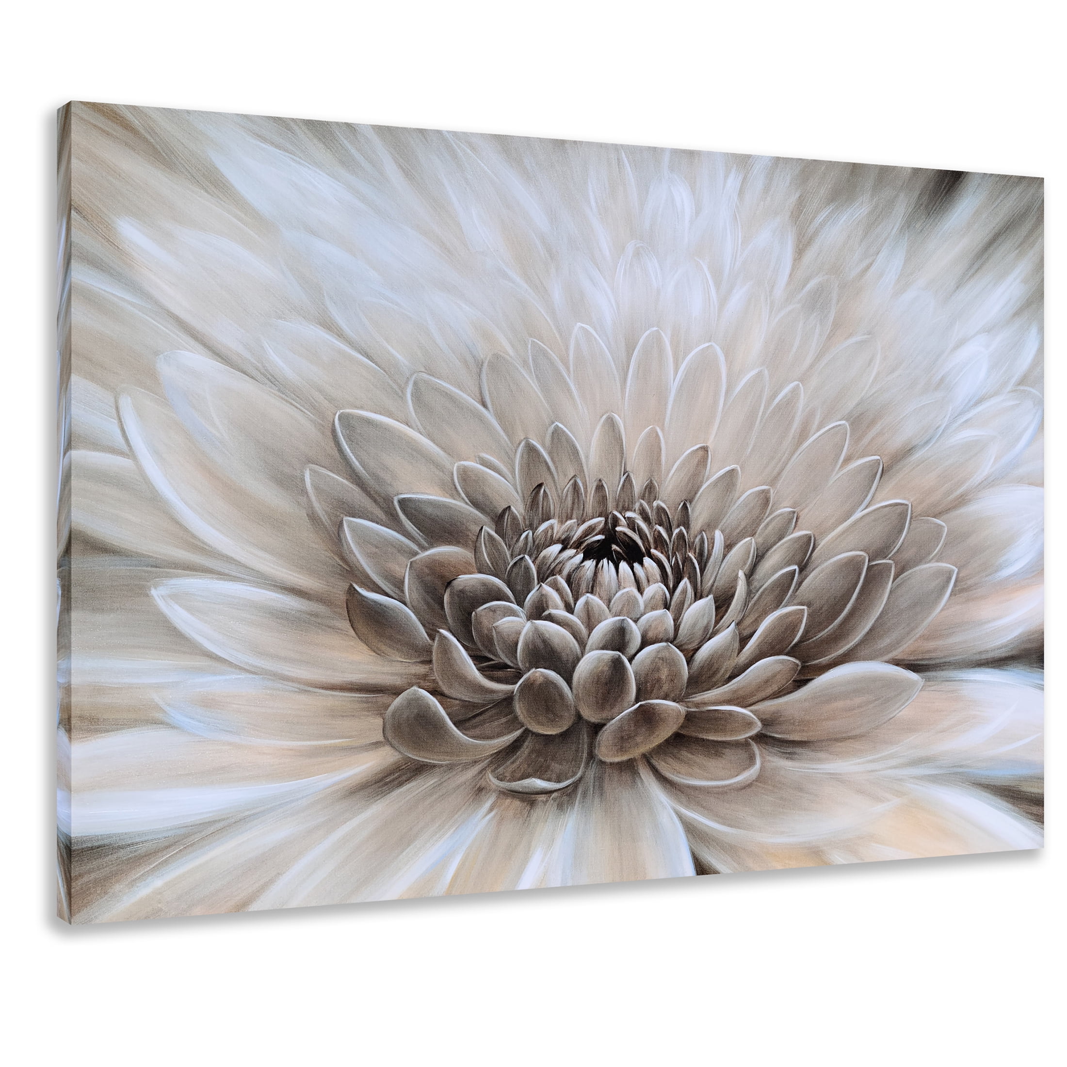 SYGALLERIER Brown Canvas Wall Art with Textured Modern Flower Paining ...