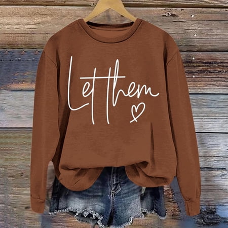 SIYUDAN Women Sweatshirt Womens Long Sleeve Sweatshirt Womens Pullover Tops Brown Pullover Adult Adult Crewneck Sweatshirt Fall Crewneck Women Clothes