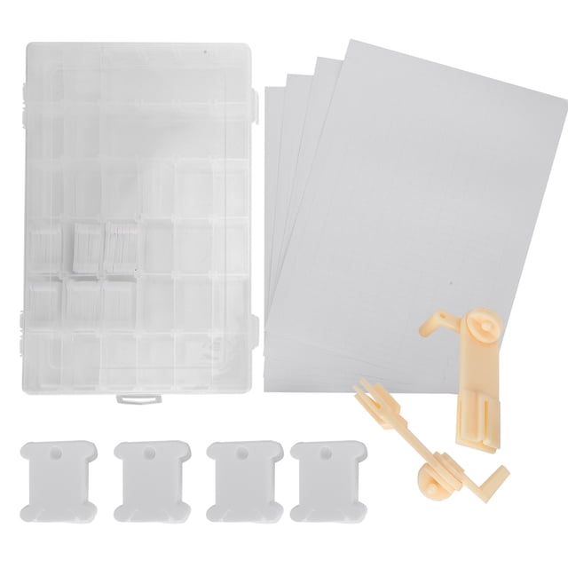 Caja organizadora de hilo de bordar, máquina de bobinado Manual de bobinas de plástico para punto de cruz, color blanco leche