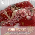 thumbnail image 4 of Pink Christmas Bedding Duvet Cover Set Full Size 4 Pieces Balls Poinsettia Floral Winter Snowflake Red Bedding Set with Zipper Closure, 1 Comforter Cover 86x86 Inches 1 Flat Sheet & 2 Pillow Cases, 4 of 7