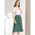thumbnail image 2 of INSPIRE CHIC Women's High Waisted Split Hem A-Line Floral Skirts, 2 of 6