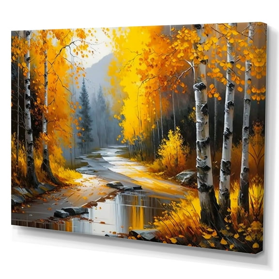 Designart Path Into The Yellow Forest II Canvas Wall Art