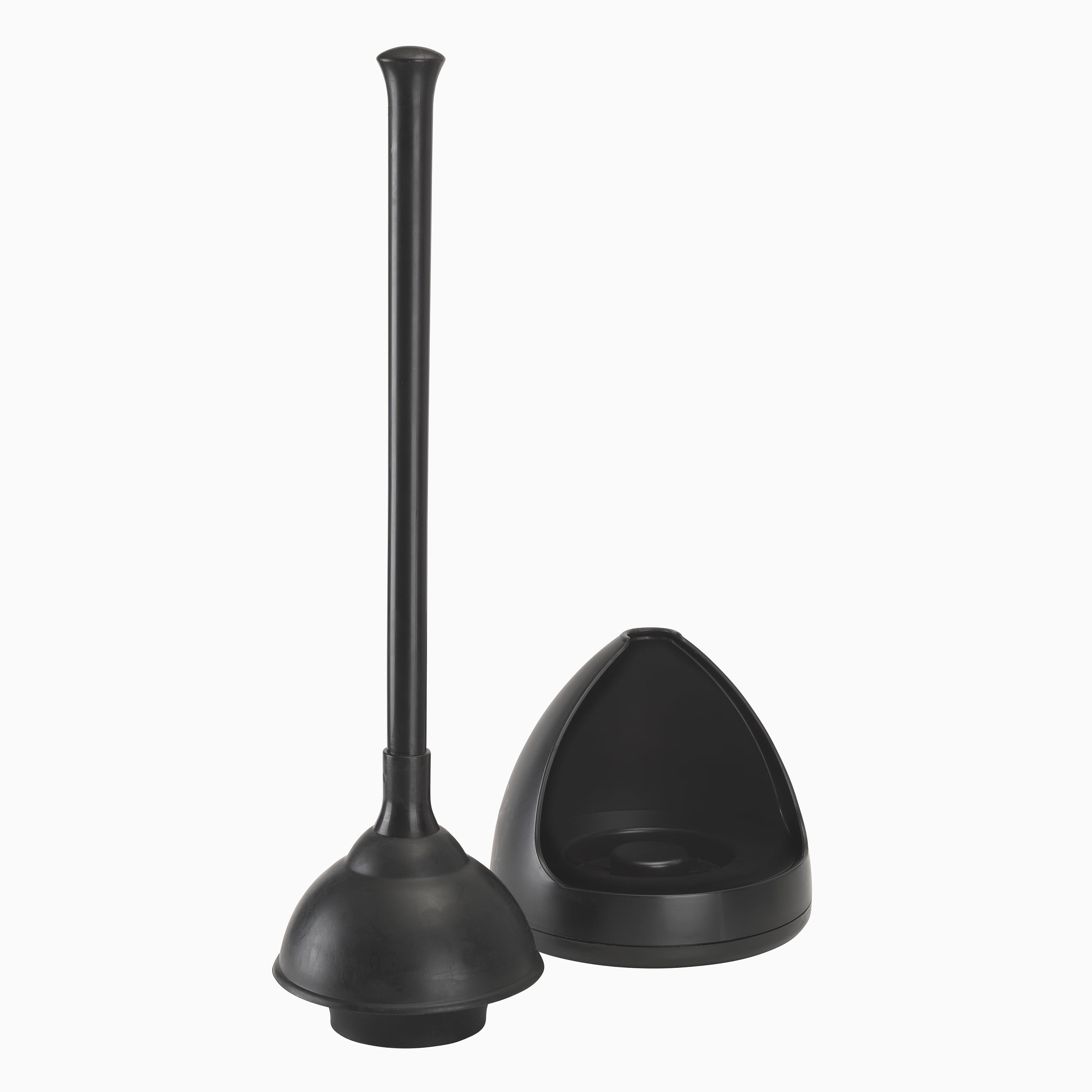 (2 pack) Plumb Craft Toilet Plunger with Twist Caddy Storage Holder - Black