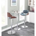 thumbnail image 3 of Fabrizzi Mid-Century Modern Adjustable Barstool With Swivel In Walnut And Blue Fabric - Set Of 2, 3 of 11