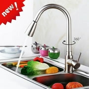NEW Contemporary Kitchen Sink Faucet Pull-Out Swivel Spout Dispenser Cover sliver
