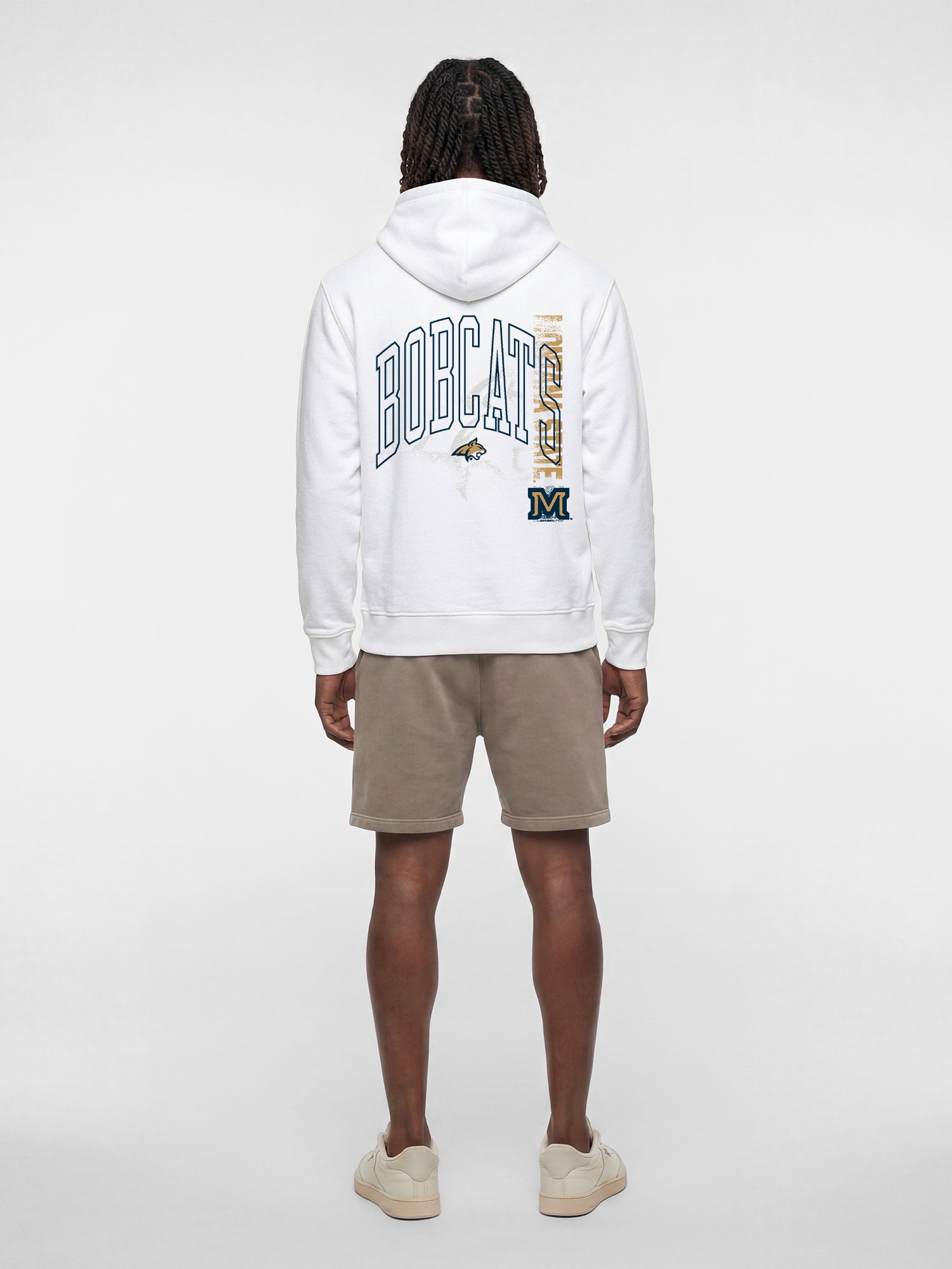 Montana State Bobcats Reebok Mens White Hooded Sweatshirt