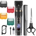 thumbnail image 2 of Beard Trimmer, Professional Hair Clippers for Men, Barber Hair Clipper for Hair Cutting, IPX7 Waterproof Hair Trimmers Cordless for Men Trimmer, Wireless LCD Display Haircut Grooming Kit, Black, 2 of 6