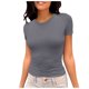 thumbnail image 1 of Camiseta de manga corta ajustada y moderna para mujer: corte ajustado y sexy, versátil con vaqueros/pantalones cortos, tejido suave para el verano, talla real, lavado en frío., 1 of 6