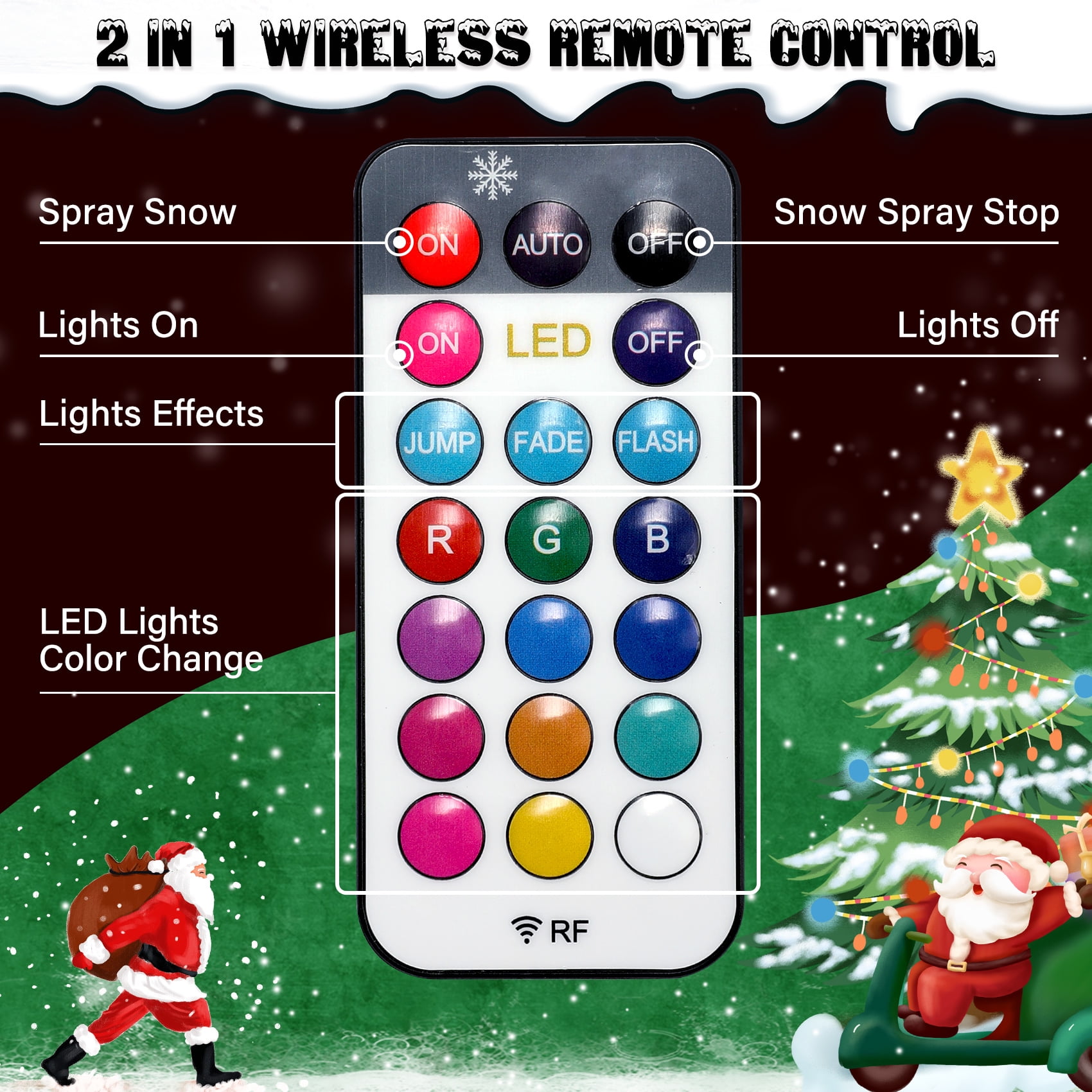 TCFUNDY Snow Machine with 9 LED Lights, 600W Snow Making Machine with 12 Color Lights Effect Snowflake Maker for Christmas Wedding Kids Party Stage with Wireless Remote Control