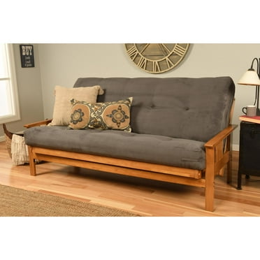 Kodiak Furniture Monterey Futon with Suede Fabric Mattress in Butternut/Gray