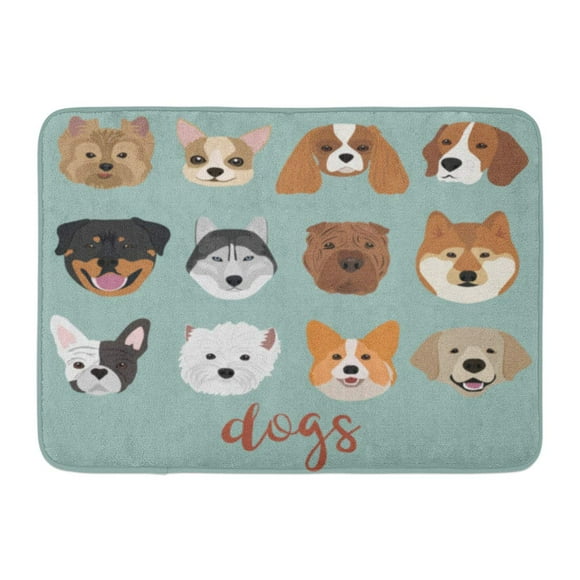 YUSDECOR Species of The Breeds Dogs Corgi Akita French Bulldog Lapdog Beagle Spaniel Husky Yorkshire Terrier Rug Doormat Bath Mat 23.6x15.7 inch