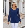 thumbnail image 5 of Weardear Women's Lace Long Sleeve Tops Crew Neck Pleated Tunic Top Business Work Dressy Blouses, 5 of 8