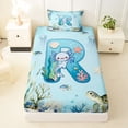 thumbnail image 3 of Erosebridal Watercolor Ocean Coral Twin Sheet Sets For Boys,Cute Axolotl Letter R Monogrammed Kids Bedding 3pcs, 3 of 6