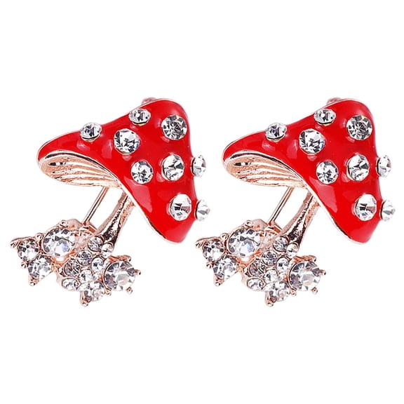 Homoyoyo 2-Pack Mushroom Rhinestone Brooch Pins Set Cute Accessories for Jackets, Bags, and Jewelry Decoration
