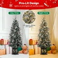 thumbnail image 4 of 4.5ft Christmas Tree 2 Set with 200 Warm White LED Lights Pre Lit Snow Flocked Christmas Tree with Snowflake Potted Base Artificial Xmas Tree with Red Berries for Home Entrances, 4 of 7