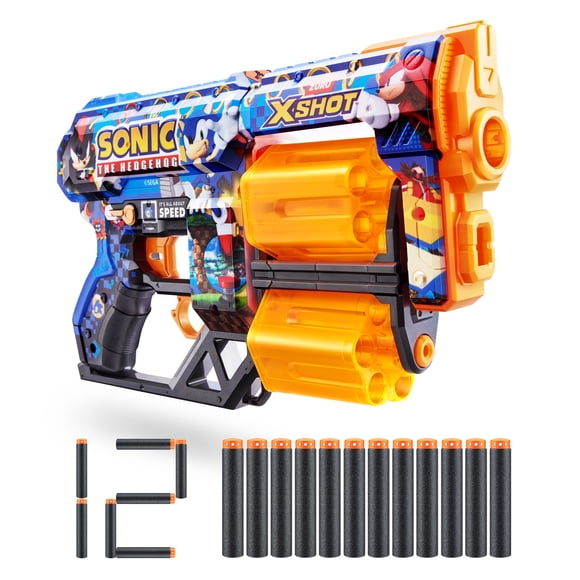 XSHOT SKINS DREAD Mega Sonic, blaster Sonic The Hedgehog (12 fléchettes à technologie Air Pocket) de ZURU
