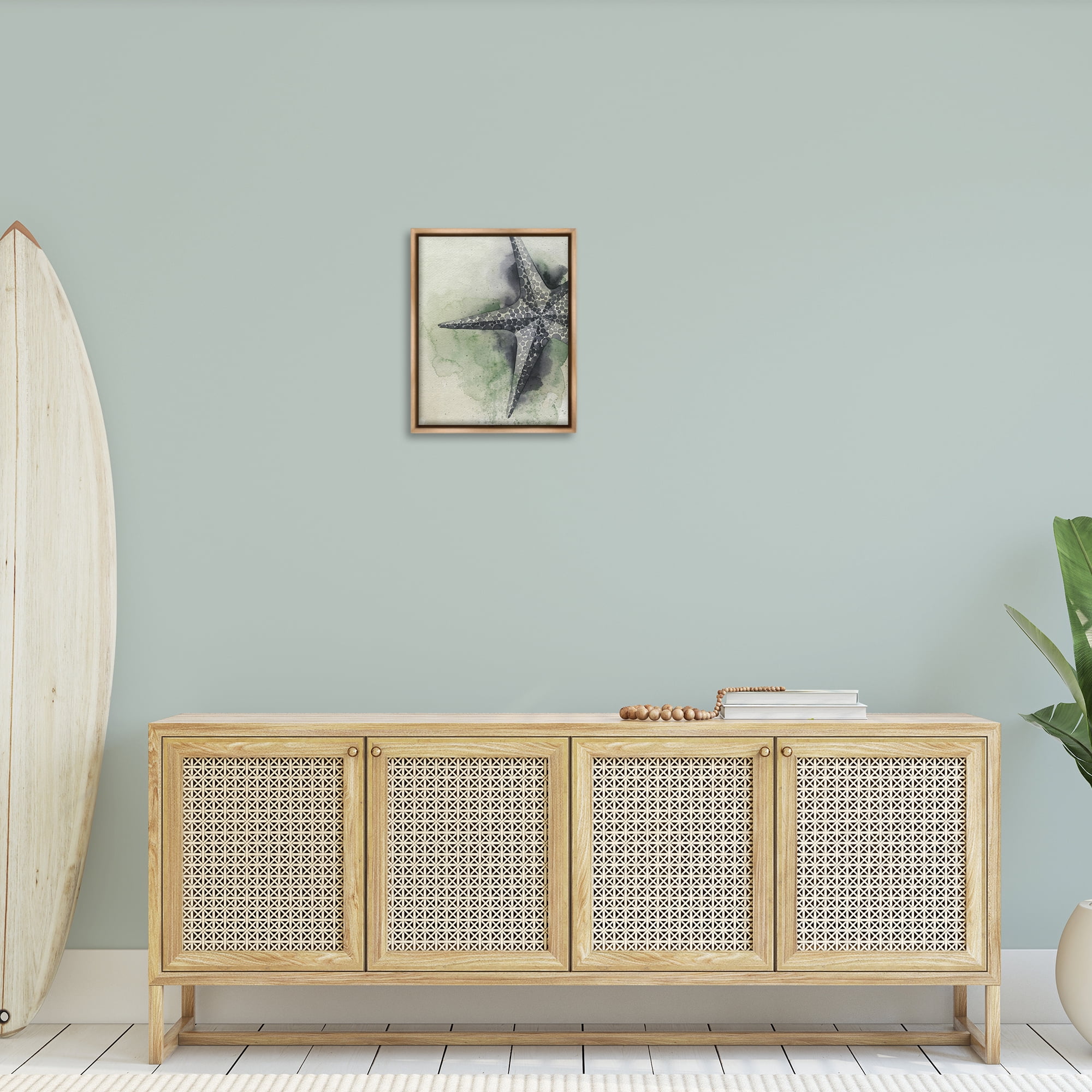 Stupell Industries Spotted Grey Starfish Animals & Insects Painting Brown Floater Framed Canvas Art Print Wall Art, 17 x 21