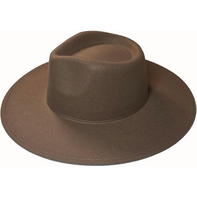 VERVE 8 Wide Brim Vegan Felt Rancher Hat - Women, Men, and Kids Fedora Style with Adjustable Inner Drawstring