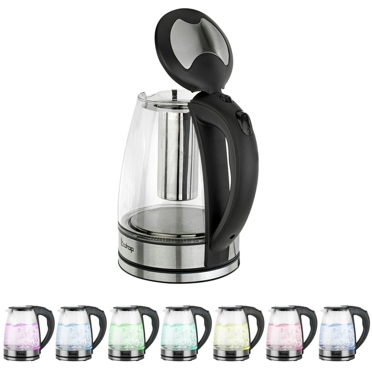 Ktaxon Electric Kettle Water Heater , Glass Tea, Coffee Pot with 7 LED Light, Auto Shut-Off, Boil-Dry Protection, 1.8 Liter