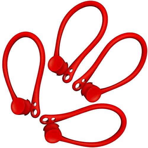 2 Pair EarHooks for AirPods, Anti-Lost Secure Ear Hook Holder Ear Attachment Loops ForApple AirPods 1 & 2 Earphone Earbuds Earpods (Red)