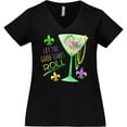 thumbnail image 3 of Inktastic Let the Good Times Roll Mardi Gras Goblet and Beads Women's Plus Size V-Neck T-Shirt, 3 of 5
