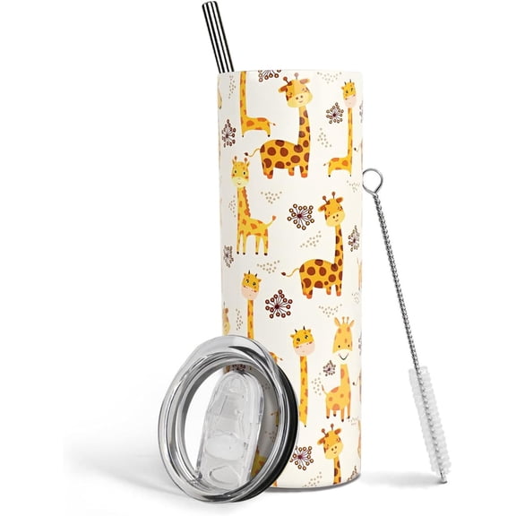 Giraffe Gifts for Giraffe Lovers Giraffe Tumbler With Lid and Straw Giraffe Cup 20 Oz Stainless Steel Insulated Giraffe Travel Coffee Mug Birthday Christmas Gift