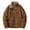 Brown, variant on Pejock Men's Fleece Jacket with Stand-Up Collar - Long Sleeve Wind-Resistant Coat, Zip Pockets & Drawstring for Casual Daily Wear, Warm Polyester Outerwear
