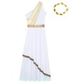 thumbnail image 5 of Aislor Womens Ancient Greek Roman Toga Costume Overlay Dance Dress with Headwear for Halloween Party Champagne 3XL, 5 of 7