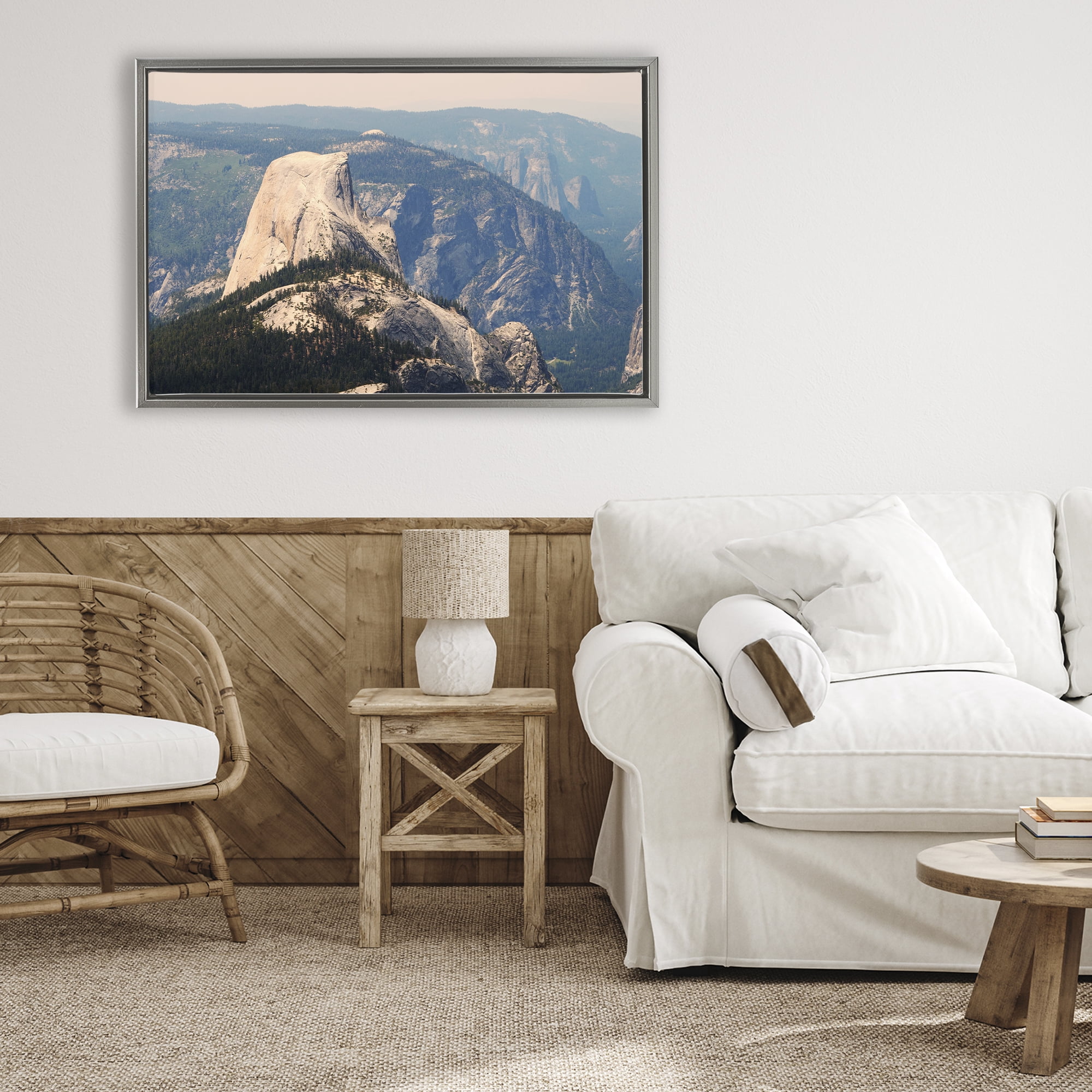 Stupell Industries Granite Monolith Above Forest Gray Framed Floater Canvas Wall Art, design by Gemma Bardot