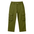 thumbnail image 4 of Khunlpohl Cargo Capri Pants for Women Hiking Outdoor Straight Leg Button Elastic Waist Cropped Pant with Multiple Pockets, 4 of 7
