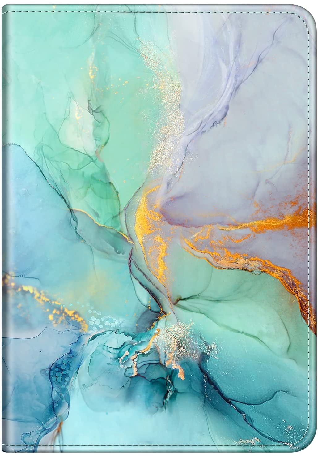RFID Blocking Passport & Vaccine Card Holder - PU Leather, Space Design, Includes Pen & Elastic Closure